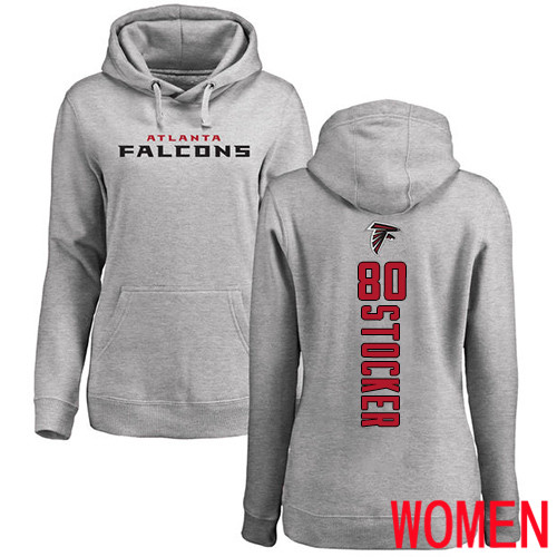 Atlanta Falcons Ash Women Luke Stocker Backer NFL Football 80 Pullover Hoodie Sweatshirts